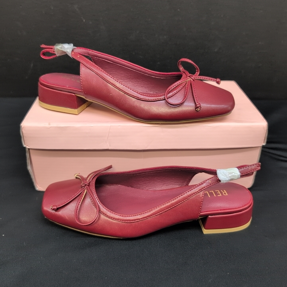 Rella Iris Women's Slingback Ballet Flat Shoes US 5 Red